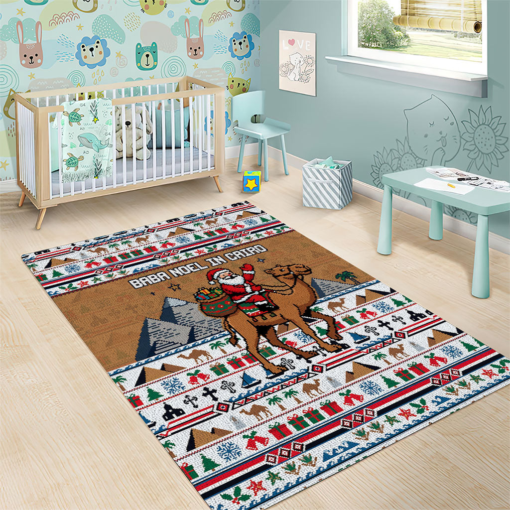 Egypt Christmas Baba Noel In Cairo Area Rug Santa On Camel Pyramids Coptic Church