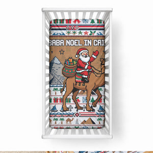 Egypt Christmas Baba Noel In Cairo Baby Bed Cover Santa On Camel Pyramids Coptic Church