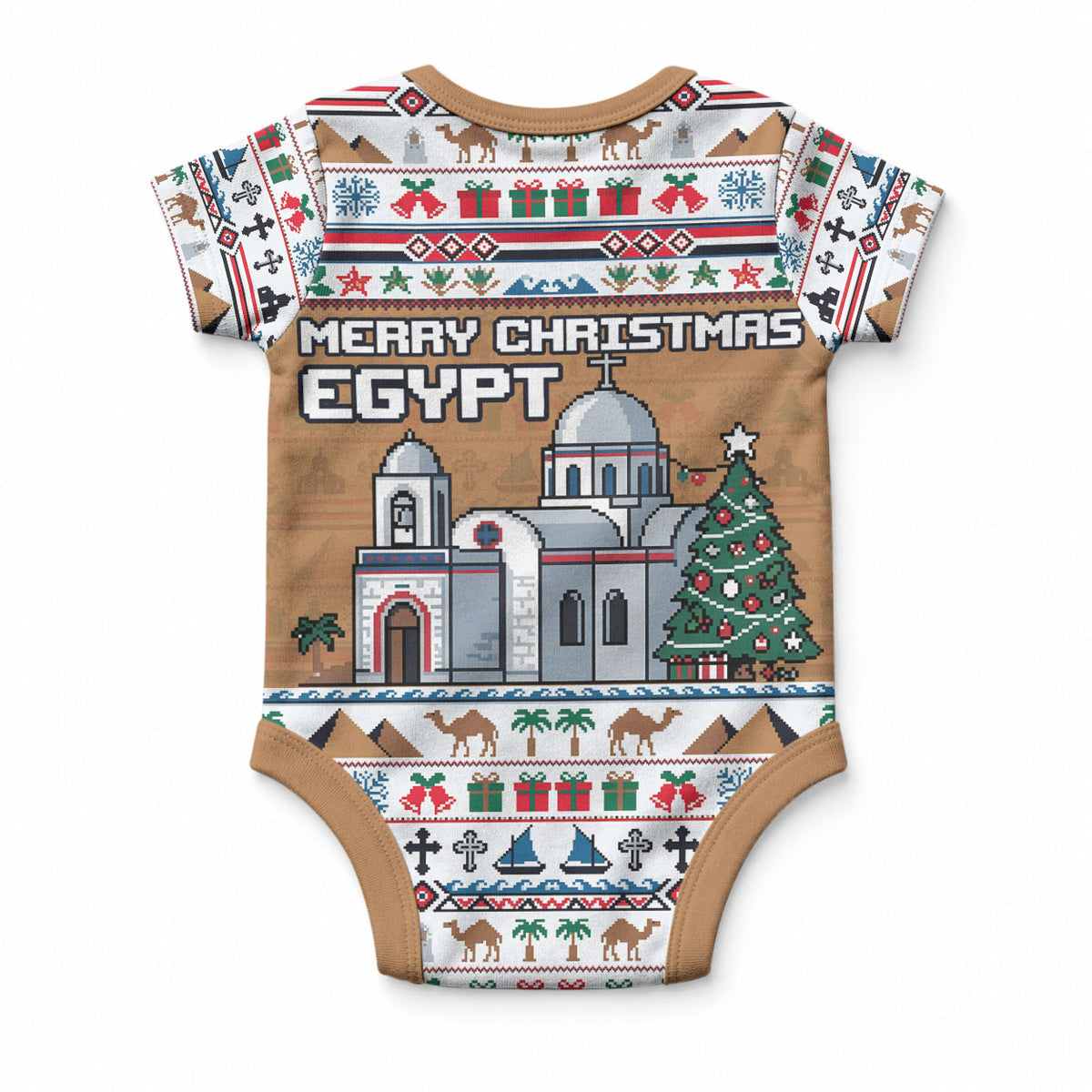 Egypt Christmas Baba Noel In Cairo Baby Onesie Santa On Camel Pyramids Coptic Church