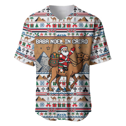 Egypt Christmas Baba Noel In Cairo Baseball Jersey Santa On Camel Pyramids Coptic Church