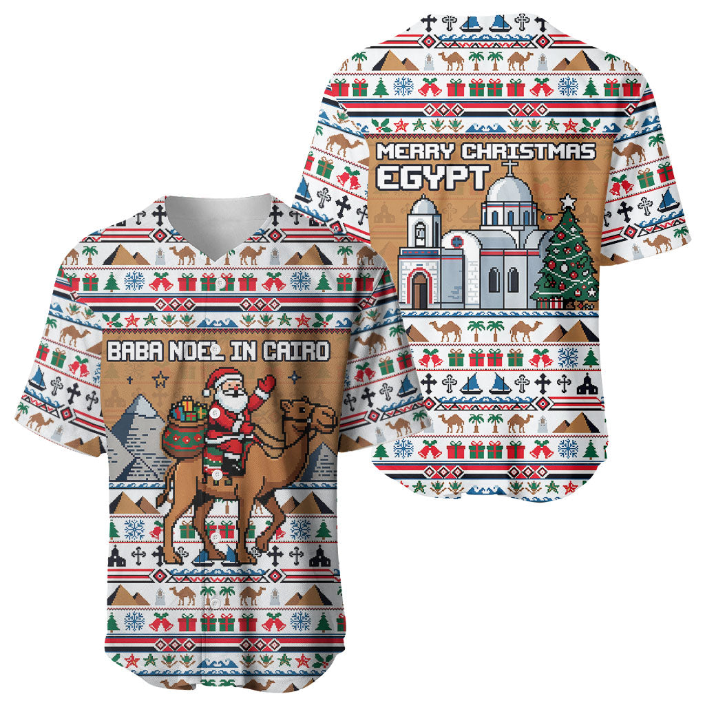 Egypt Christmas Baba Noel In Cairo Baseball Jersey Santa On Camel Pyramids Coptic Church
