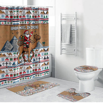 Egypt Christmas Baba Noel In Cairo Bathroom Set Santa On Camel Pyramids Coptic Church