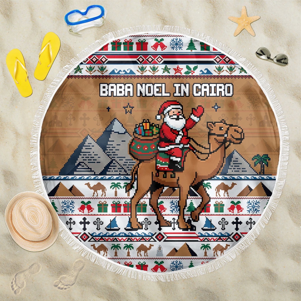Egypt Christmas Baba Noel In Cairo Beach Blanket Santa On Camel Pyramids Coptic Church