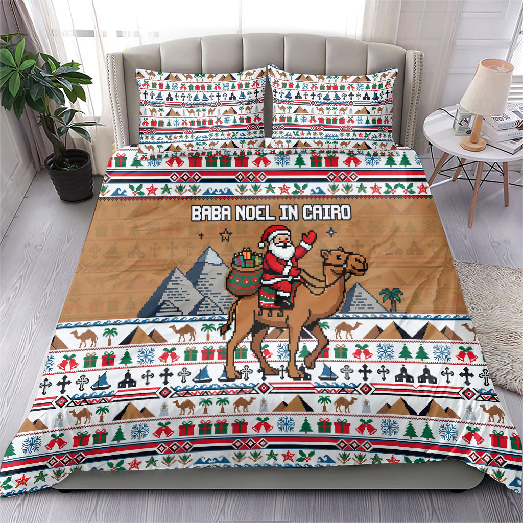 Egypt Christmas Baba Noel In Cairo Bedding Set Santa On Camel Pyramids Coptic Church