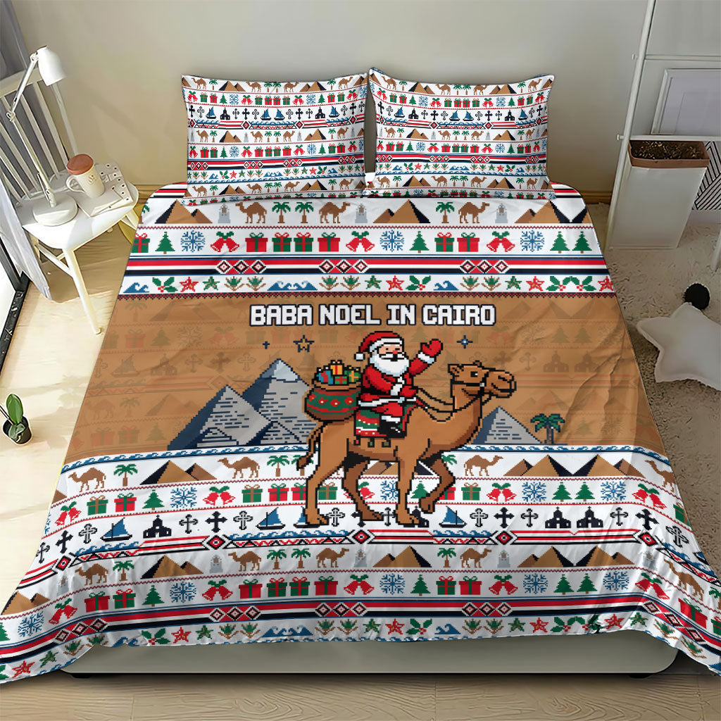Egypt Christmas Baba Noel In Cairo Bedding Set Santa On Camel Pyramids Coptic Church