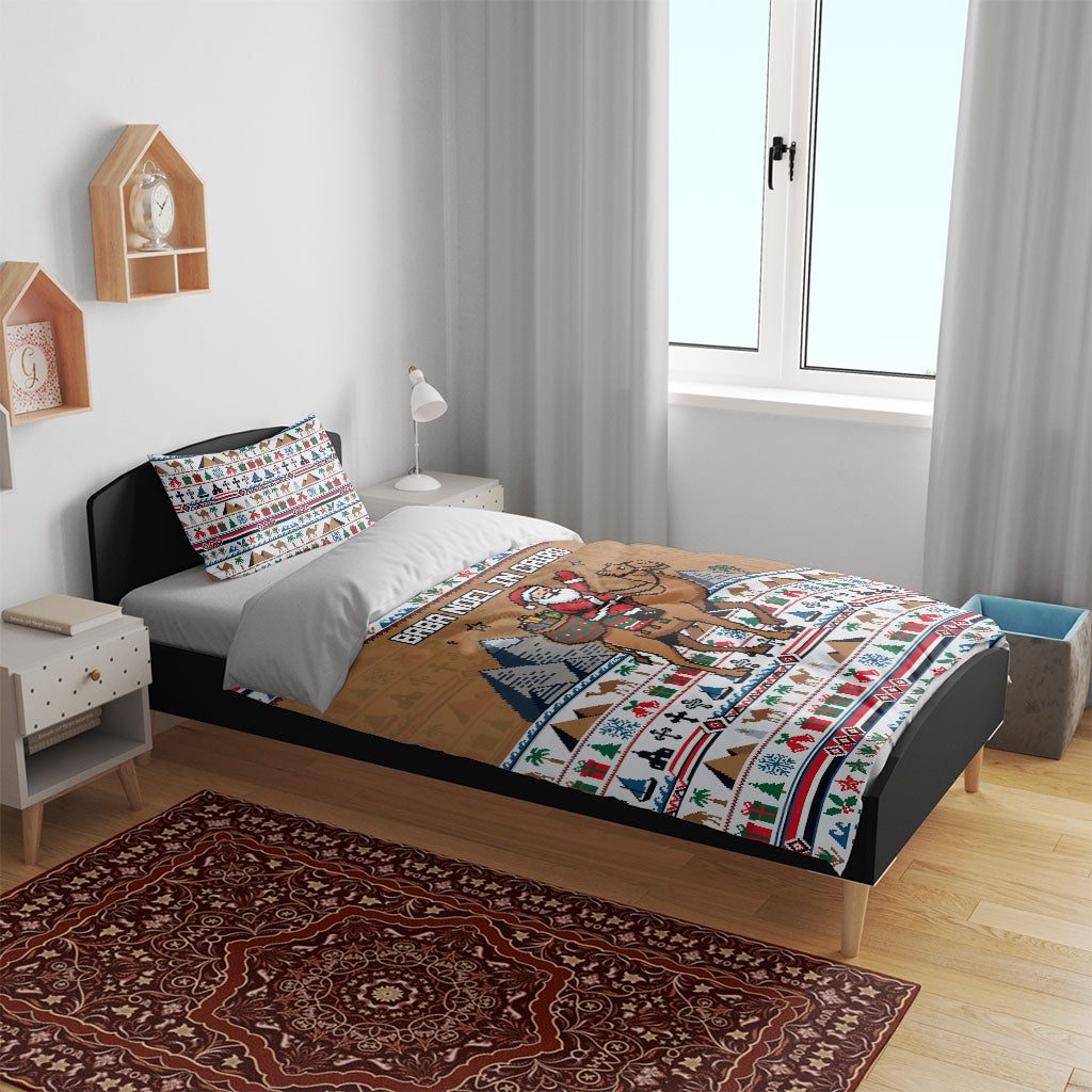Egypt Christmas Baba Noel In Cairo Bedding Set Santa On Camel Pyramids Coptic Church