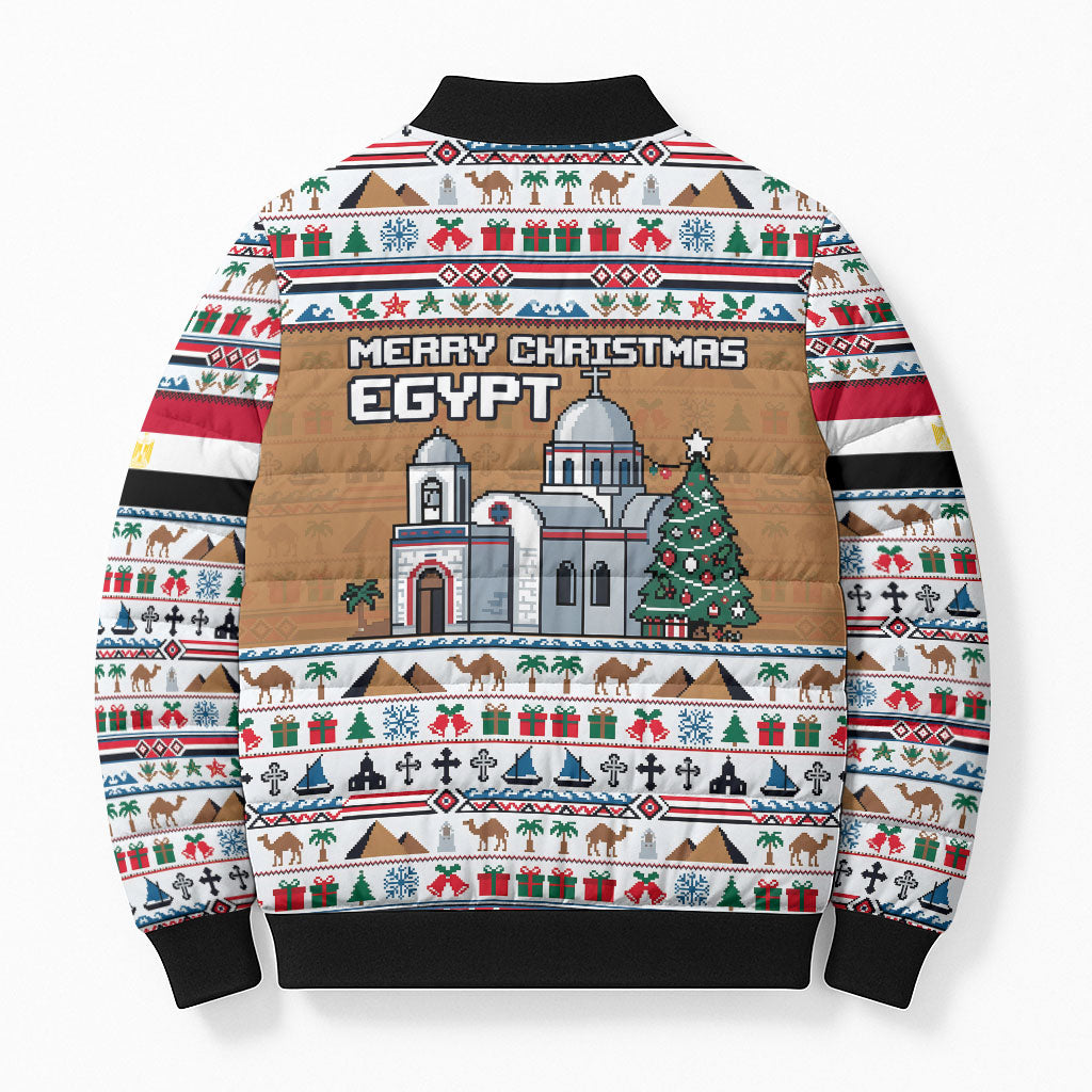 Egypt Christmas Baba Noel In Cairo Bomber Puffer Jacket Santa On Camel Pyramids Coptic Church