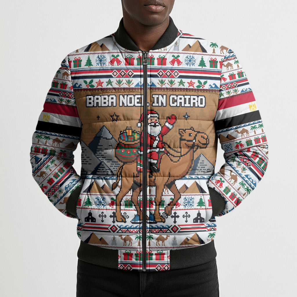 Egypt Christmas Baba Noel In Cairo Bomber Puffer Jacket Santa On Camel Pyramids Coptic Church