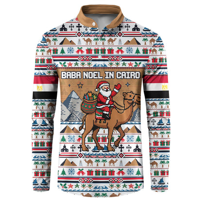 Egypt Christmas Baba Noel In Cairo Button Sweatshirt Santa On Camel Pyramids Coptic Church
