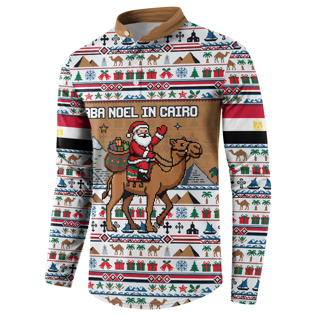 Egypt Christmas Baba Noel In Cairo Button Sweatshirt Santa On Camel Pyramids Coptic Church
