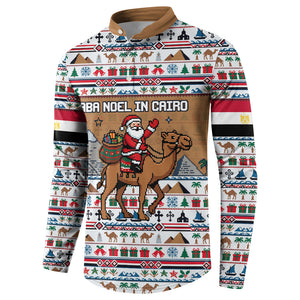Egypt Christmas Baba Noel In Cairo Button Sweatshirt Santa On Camel Pyramids Coptic Church