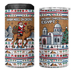 Egypt Christmas Baba Noel In Cairo 4 in 1 Can Cooler Tumbler Santa On Camel Pyramids Coptic Church