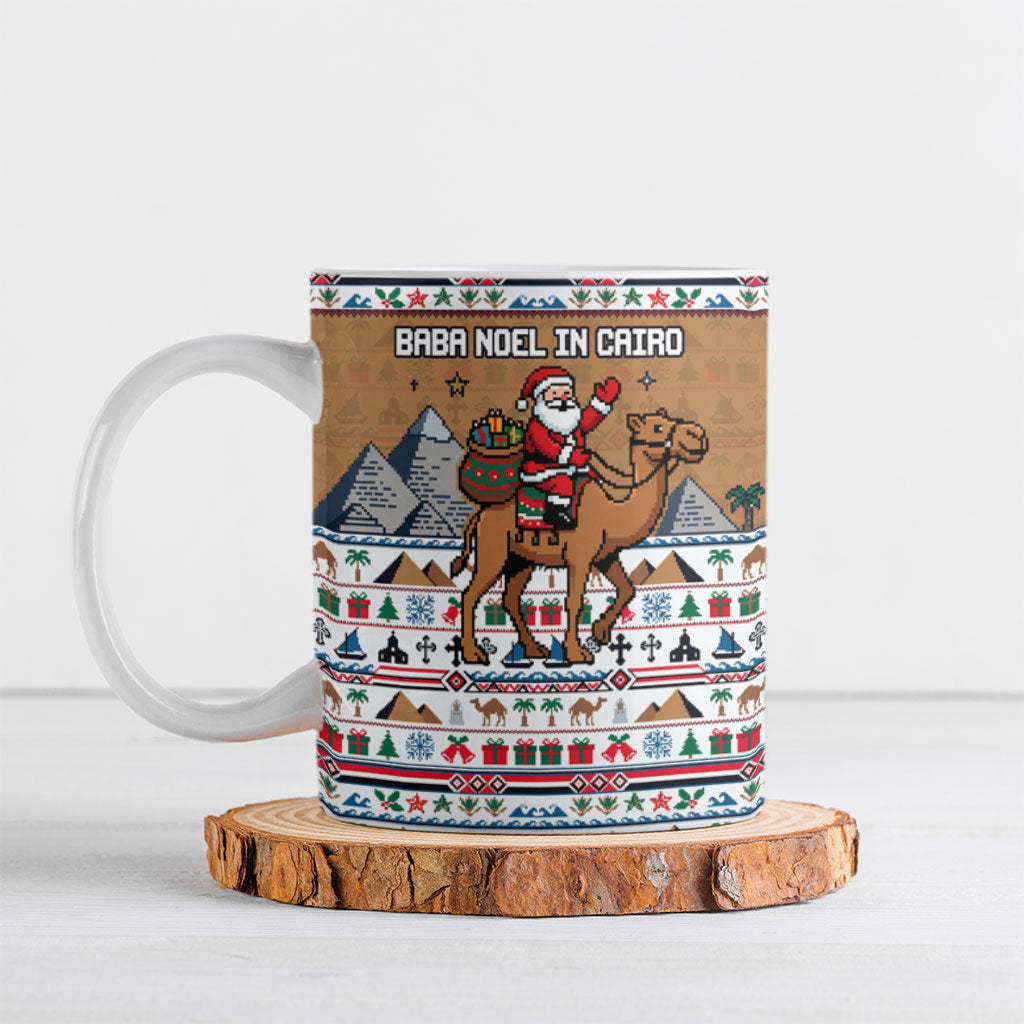 Egypt Christmas Baba Noel In Cairo Ceramic Mug Santa On Camel Pyramids Coptic Church