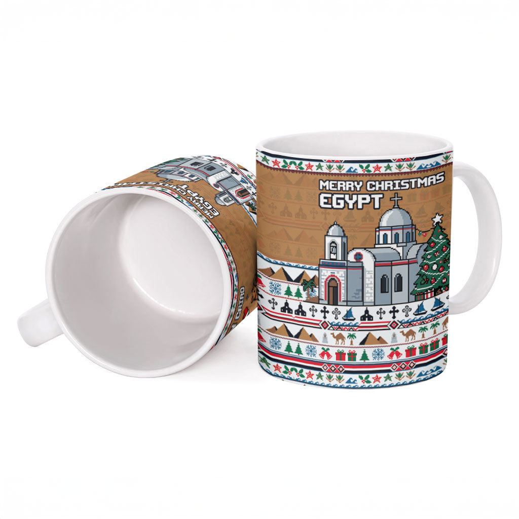 Egypt Christmas Baba Noel In Cairo Ceramic Mug Santa On Camel Pyramids Coptic Church