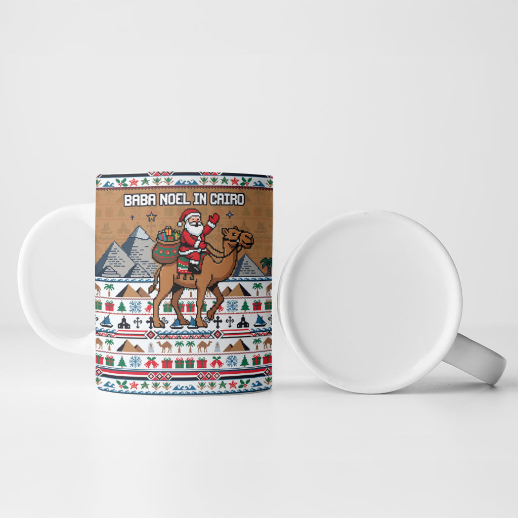 Egypt Christmas Baba Noel In Cairo Ceramic Mug Santa On Camel Pyramids Coptic Church