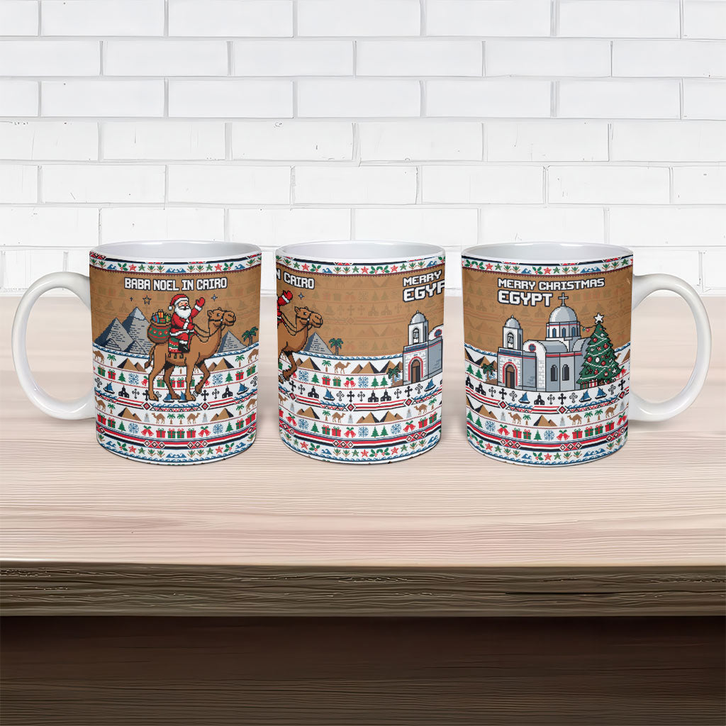 Egypt Christmas Baba Noel In Cairo Ceramic Mug Santa On Camel Pyramids Coptic Church