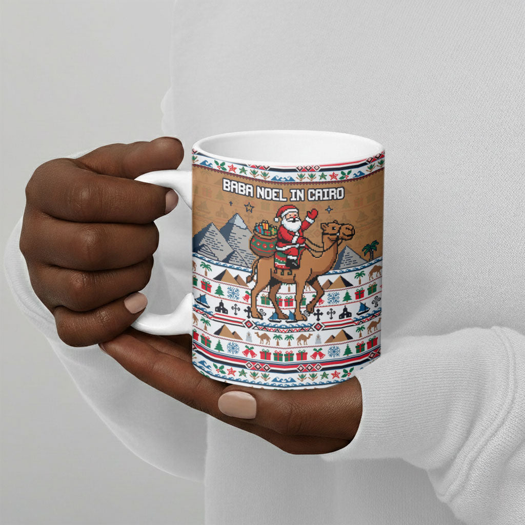 Egypt Christmas Baba Noel In Cairo Ceramic Mug Santa On Camel Pyramids Coptic Church