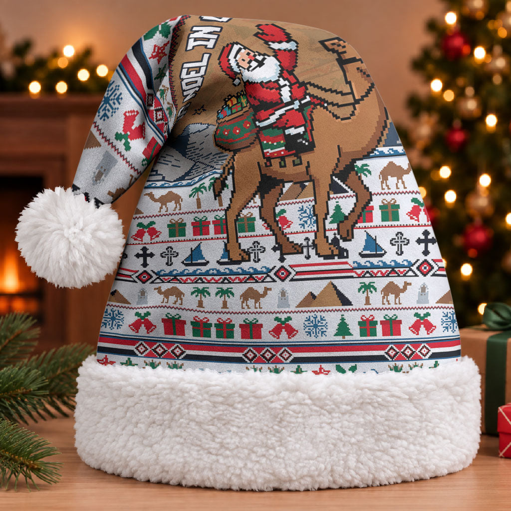 Egypt Christmas Baba Noel In Cairo Christmas Santa Hat Santa On Camel Pyramids Coptic Church