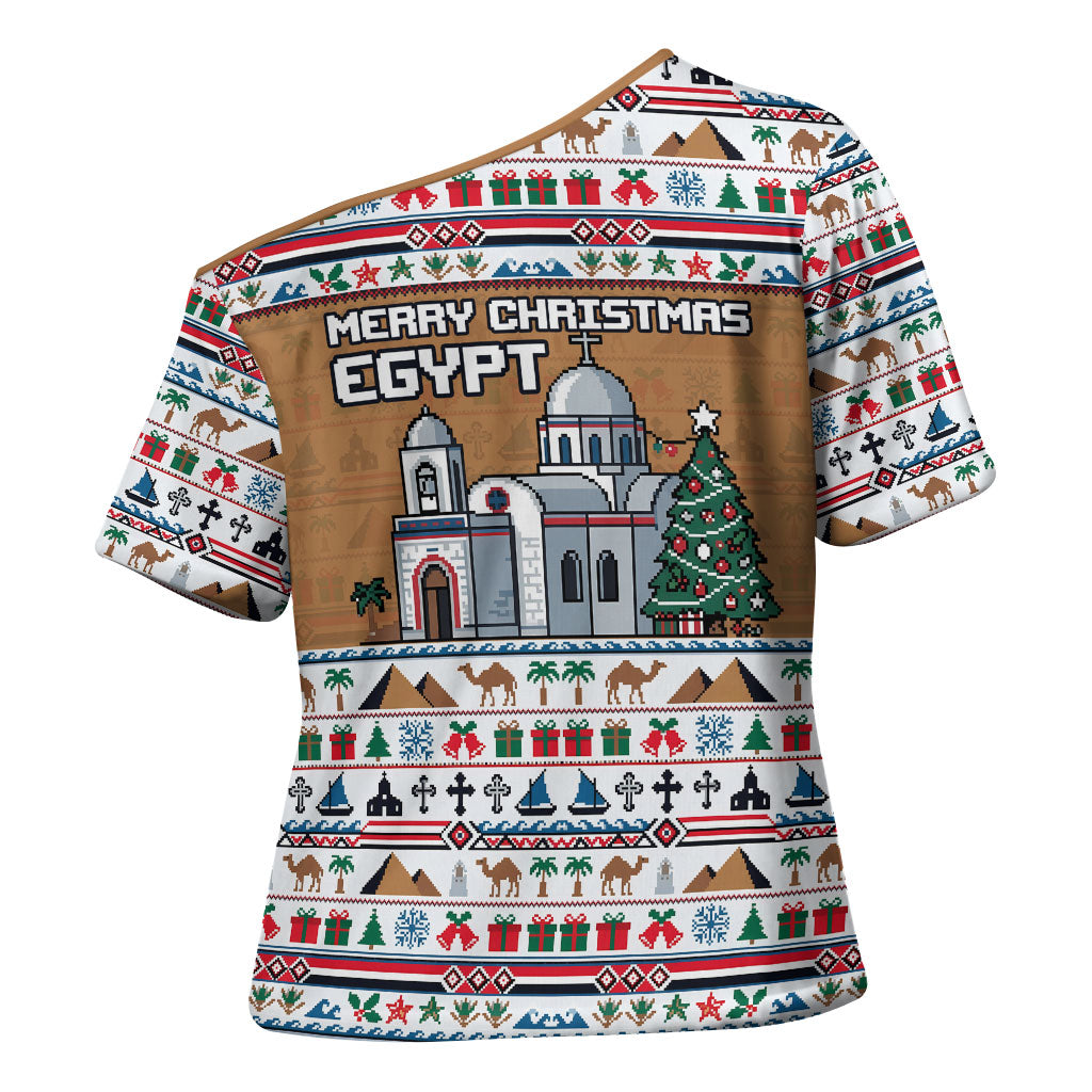 Egypt Christmas Baba Noel In Cairo Cross Shoulder Shirt Santa On Camel Pyramids Coptic Church