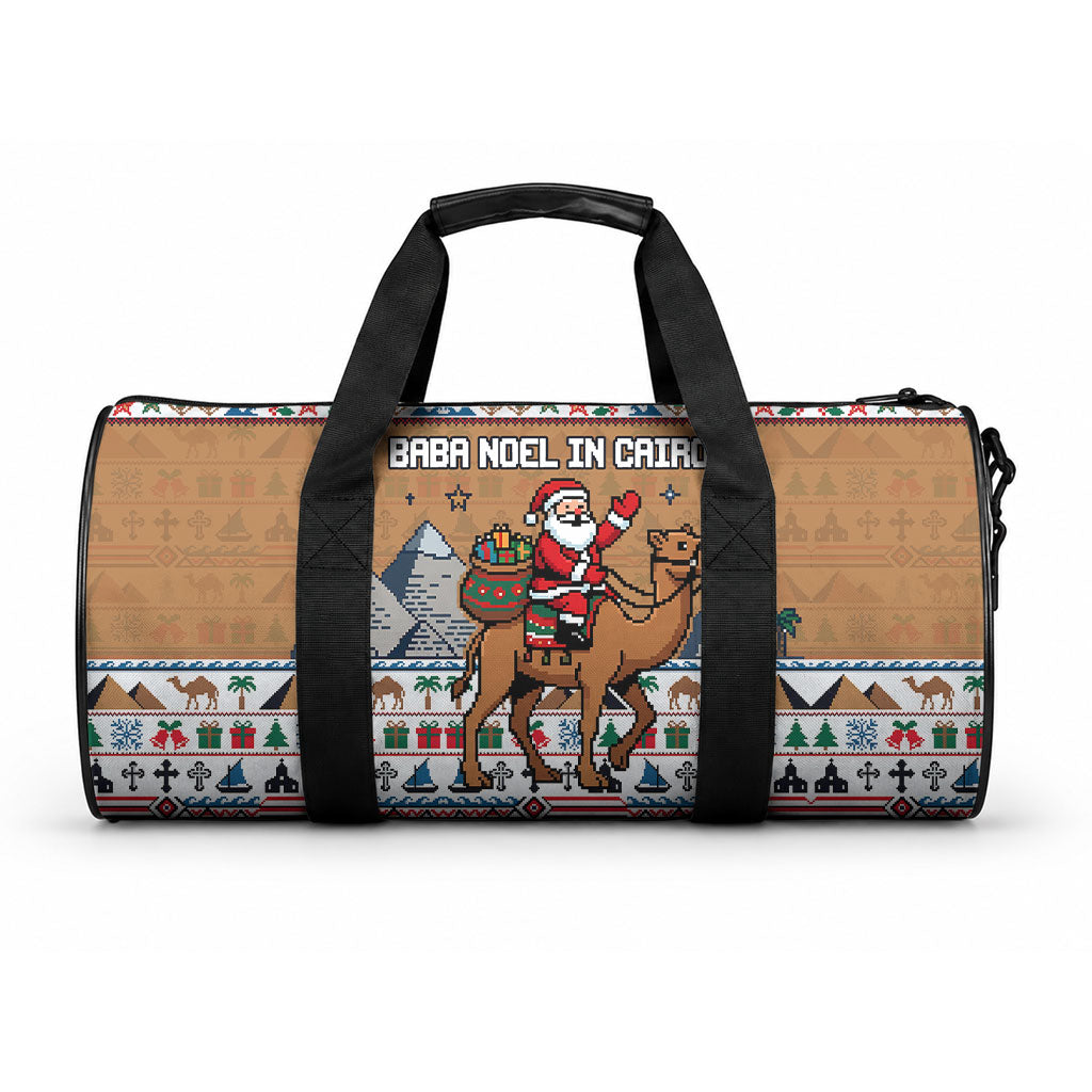 Egypt Christmas Baba Noel In Cairo Duffle Bag Santa On Camel Pyramids Coptic Church