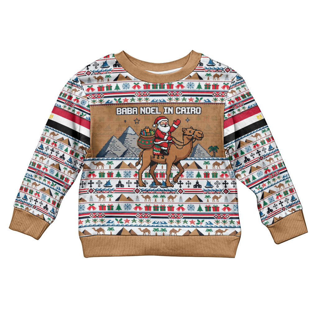 Egypt Christmas Baba Noel In Cairo Kid Ugly Christmas Sweater Santa On Camel Pyramids Coptic Church
