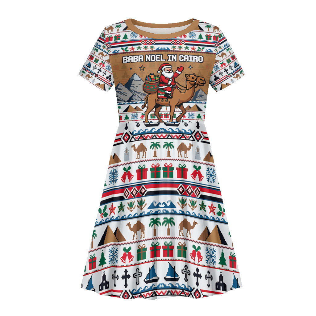 Egypt Christmas Baba Noel In Cairo Kid Short Sleeve Dress Santa On Camel Pyramids Coptic Church