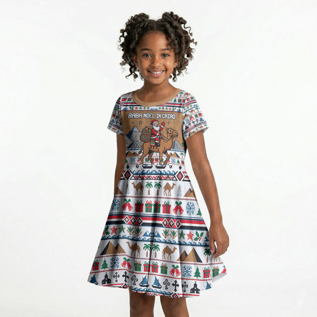 Egypt Christmas Baba Noel In Cairo Kid Short Sleeve Dress Santa On Camel Pyramids Coptic Church