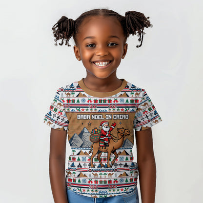 Egypt Christmas Baba Noel In Cairo Kid T shirt Santa On Camel Pyramids Coptic Church
