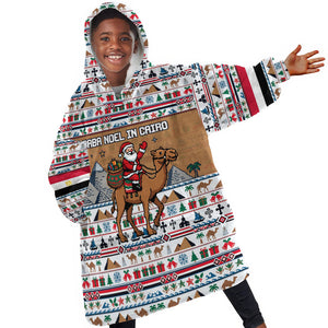 Egypt Christmas Baba Noel In Cairo Kid Wearable Blanket Hoodie Santa On Camel Pyramids Coptic Church