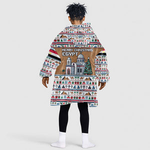 Egypt Christmas Baba Noel In Cairo Kid Wearable Blanket Hoodie Santa On Camel Pyramids Coptic Church