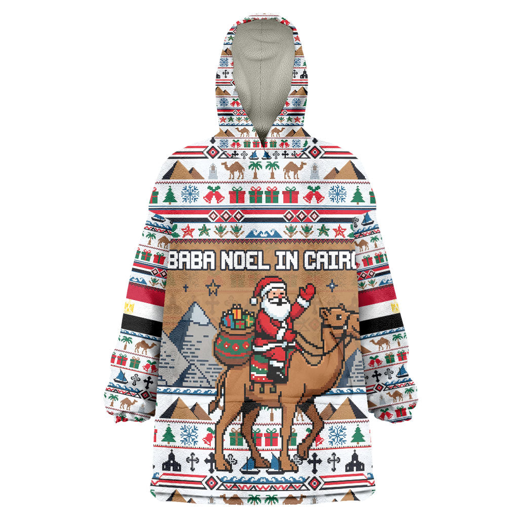 Egypt Christmas Baba Noel In Cairo Kid Wearable Blanket Hoodie Santa On Camel Pyramids Coptic Church