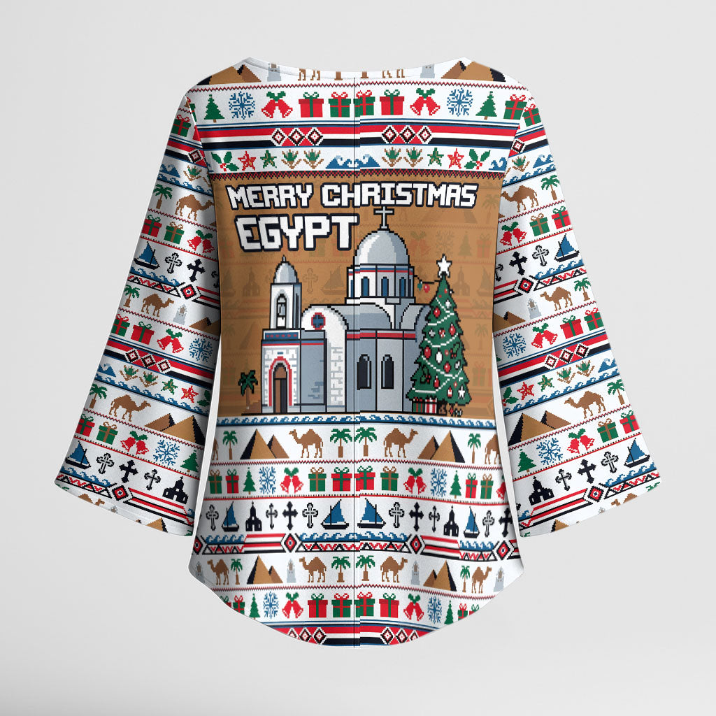 Egypt Christmas Baba Noel In Cairo Kimono Sleeve Blouse Santa On Camel Pyramids Coptic Church