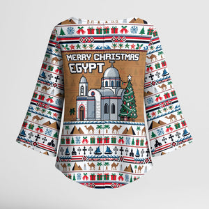 Egypt Christmas Baba Noel In Cairo Kimono Sleeve Blouse Santa On Camel Pyramids Coptic Church