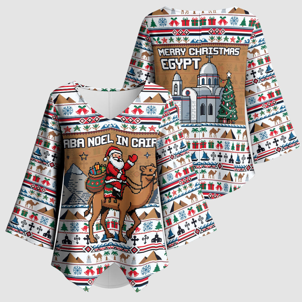 Egypt Christmas Baba Noel In Cairo Kimono Sleeve Blouse Santa On Camel Pyramids Coptic Church