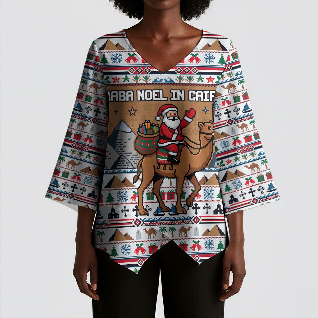 Egypt Christmas Baba Noel In Cairo Kimono Sleeve Blouse Santa On Camel Pyramids Coptic Church