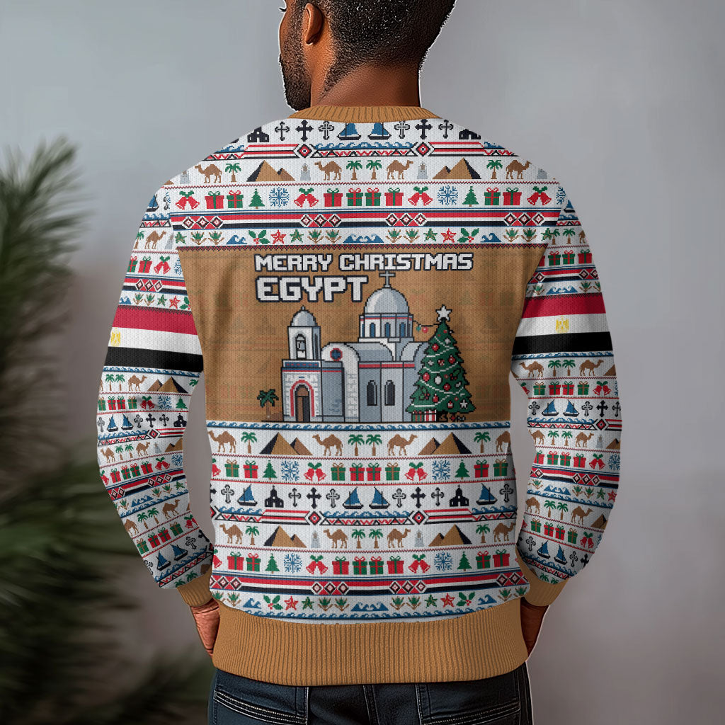 Egypt Christmas Baba Noel In Cairo Ugly Christmas Sweater Santa On Camel Pyramids Coptic Church