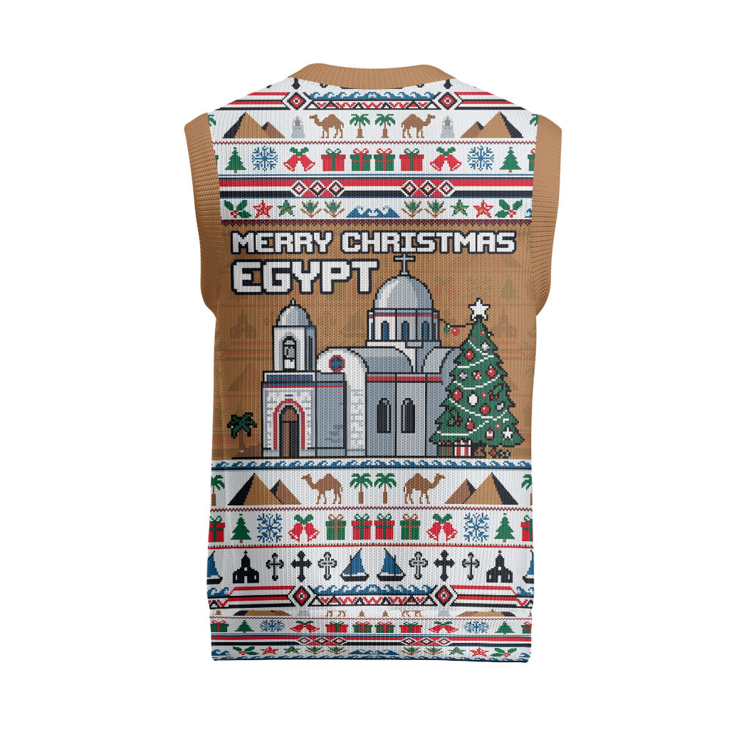 Egypt Christmas Baba Noel In Cairo Christmas Knitted V-Neck Vest Santa On Camel Pyramids Coptic Church