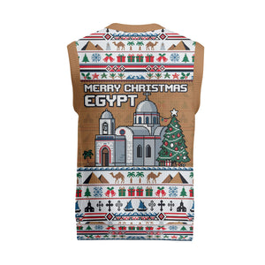 Egypt Christmas Baba Noel In Cairo Christmas Knitted V-Neck Vest Santa On Camel Pyramids Coptic Church