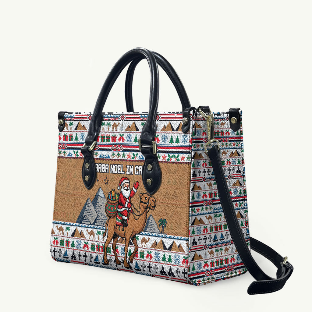 Egypt Christmas Baba Noel In Cairo Leather Bag Santa On Camel Pyramids Coptic Church