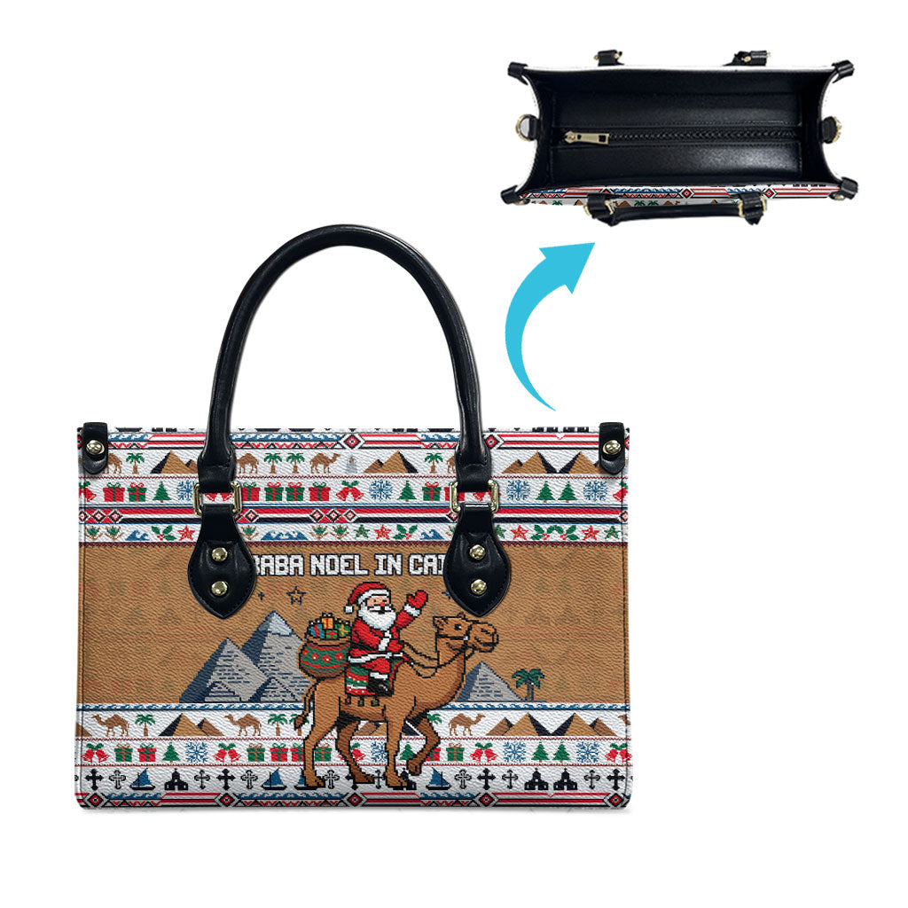 Egypt Christmas Baba Noel In Cairo Leather Bag Santa On Camel Pyramids Coptic Church