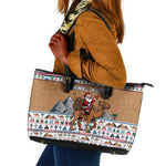 Egypt Christmas Baba Noel In Cairo Leather Tote Bag Santa On Camel Pyramids Coptic Church