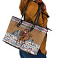 Egypt Christmas Baba Noel In Cairo Leather Tote Bag Santa On Camel Pyramids Coptic Church