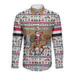 Egypt Christmas Baba Noel In Cairo Long Sleeve Button Shirt Santa On Camel Pyramids Coptic Church