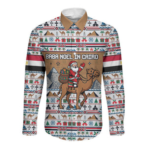 Egypt Christmas Baba Noel In Cairo Long Sleeve Button Shirt Santa On Camel Pyramids Coptic Church