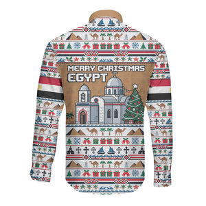 Egypt Christmas Baba Noel In Cairo Long Sleeve Button Shirt Santa On Camel Pyramids Coptic Church