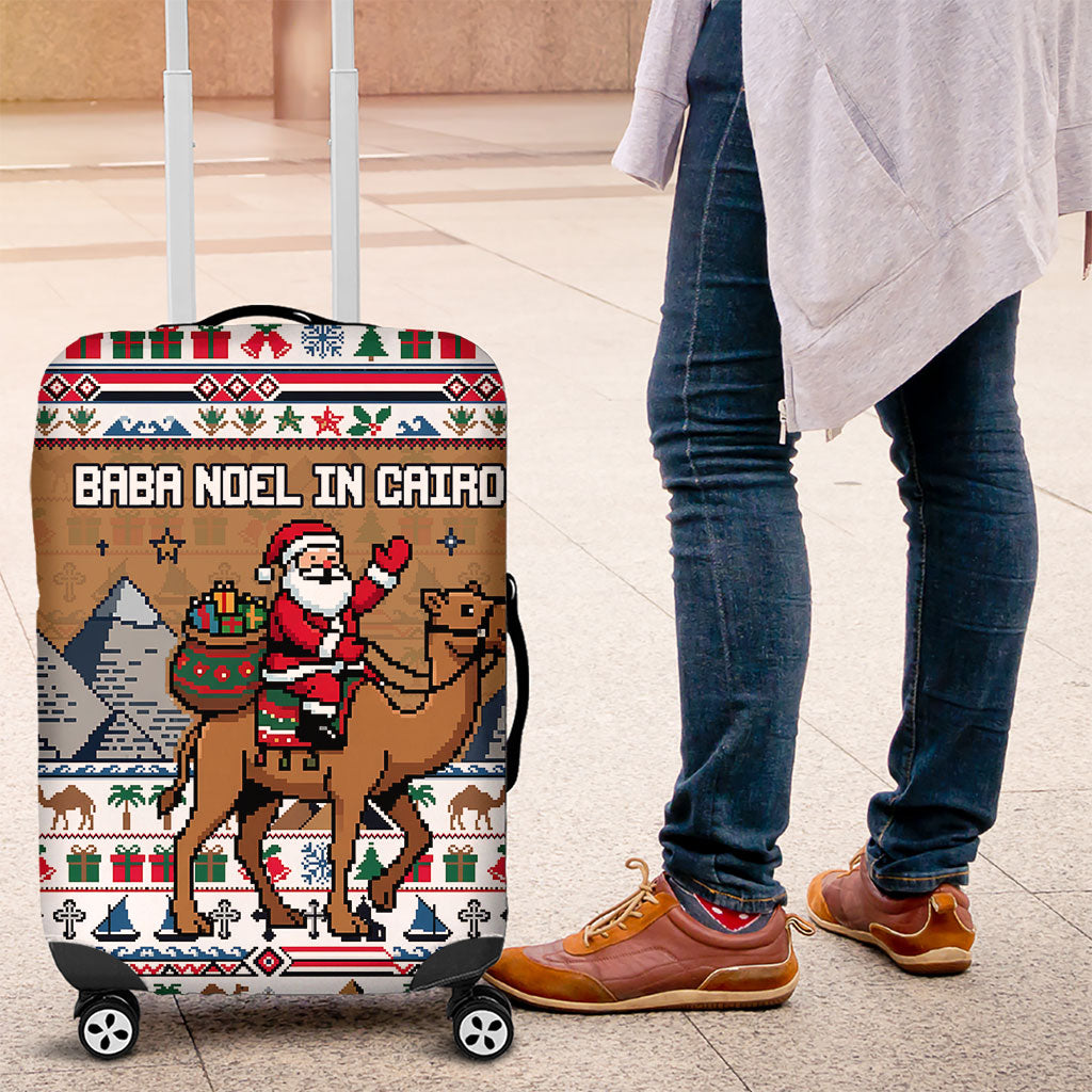 Egypt Christmas Baba Noel In Cairo Luggage Cover Santa On Camel Pyramids Coptic Church