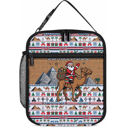 Egypt Christmas Baba Noel In Cairo Lunch Bag Santa On Camel Pyramids Coptic Church