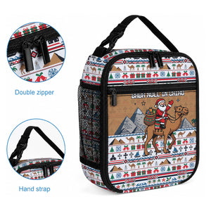Egypt Christmas Baba Noel In Cairo Lunch Bag Santa On Camel Pyramids Coptic Church