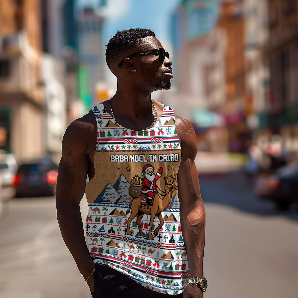 Egypt Christmas Baba Noel In Cairo Men Tank Top Santa On Camel Pyramids Coptic Church