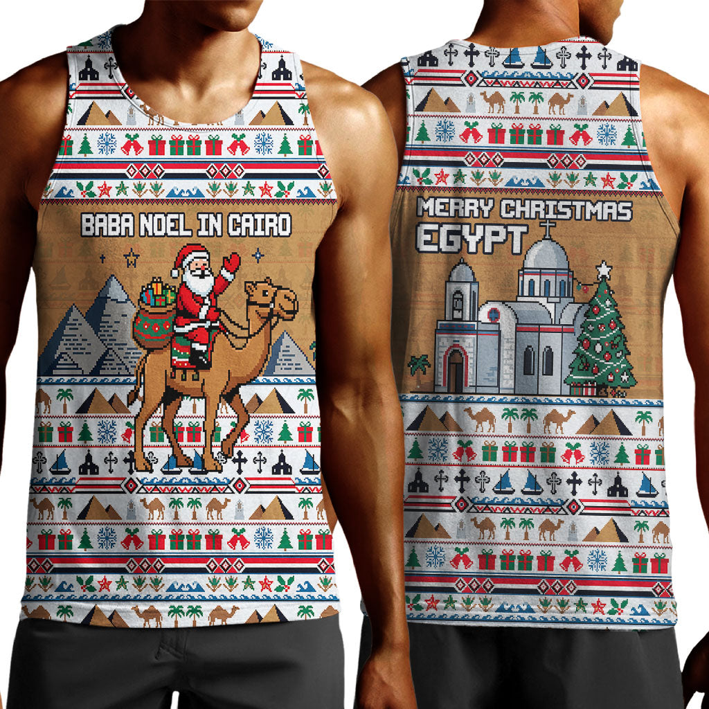 Egypt Christmas Baba Noel In Cairo Men Tank Top Santa On Camel Pyramids Coptic Church
